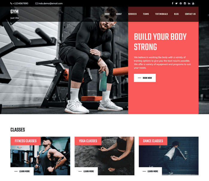 Bootstrap fitness theme