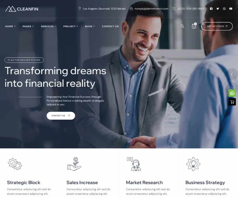 Cleanfin Demo1 – Finance Consulting WordPress Theme