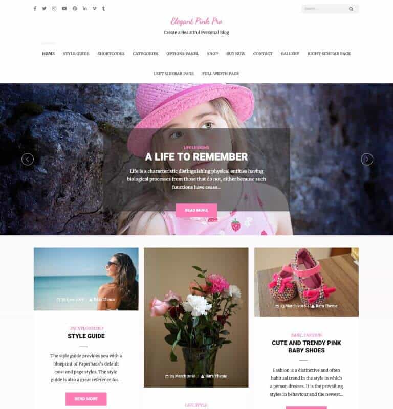 Elegant Pink Pro WordPress Theme