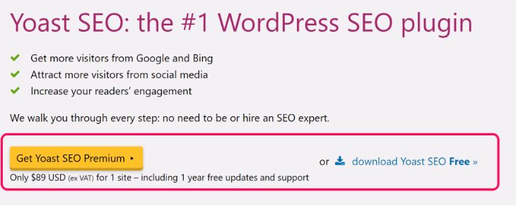 Pricing Detail of Yoast SEO Premium WordPress Plugin