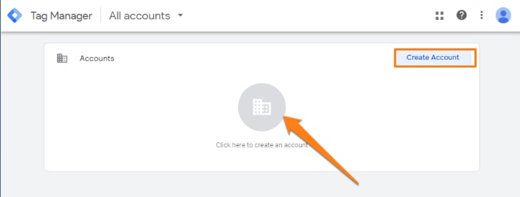 google tag manager create account