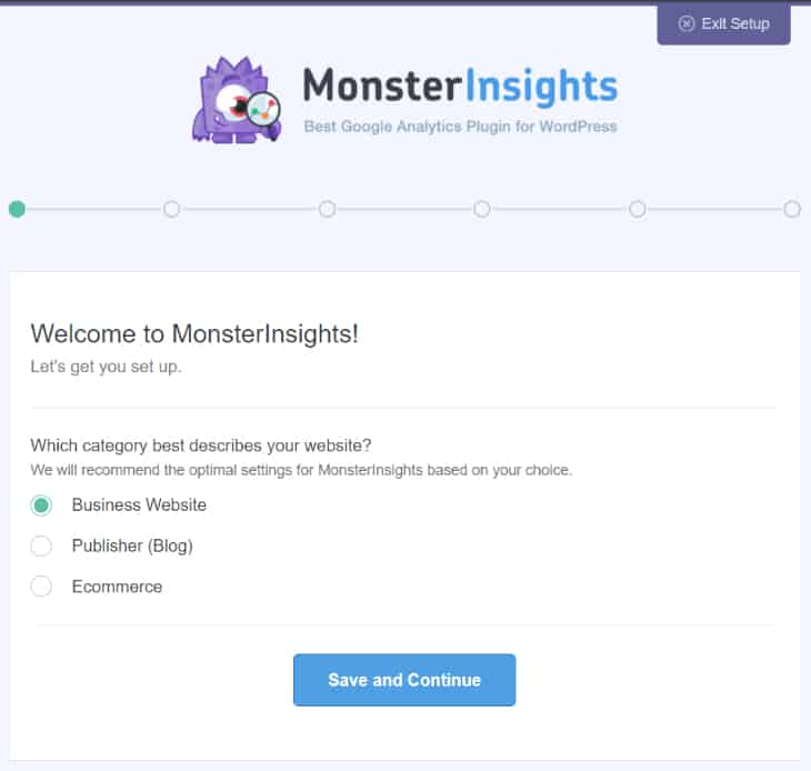 welcome page monsterinsights