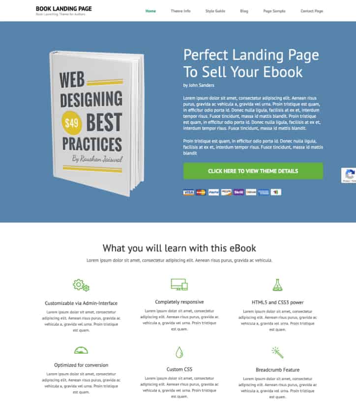 Book Landing Page Free WordPress Theme