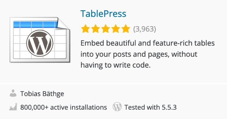 Tablepress WordPress Plugin