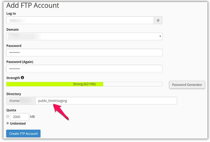 how to add details in FTP account
