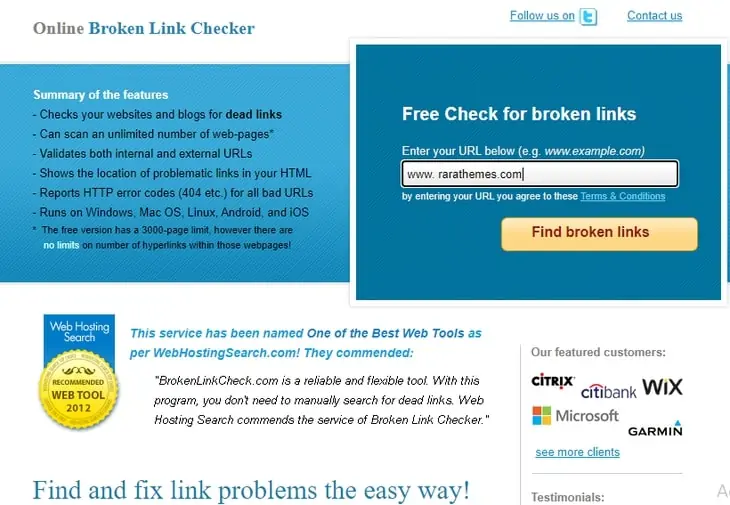 online broken link checker tool