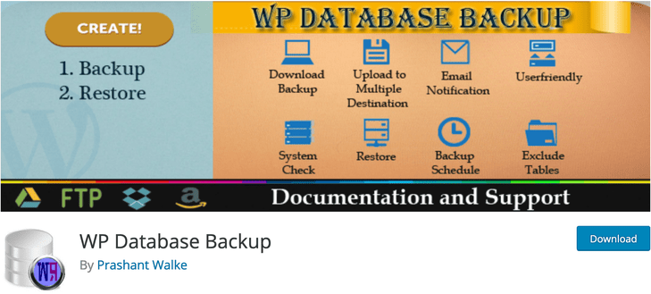 WP Database Backup database plugin
