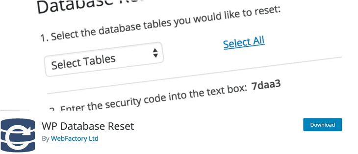 WP Database Reset batabase plugin
