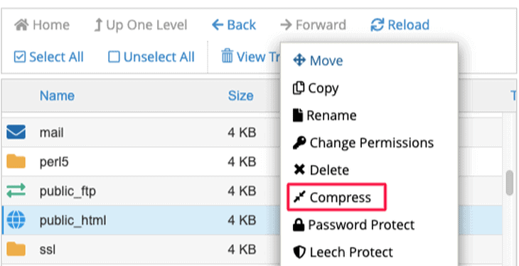 compress website folder