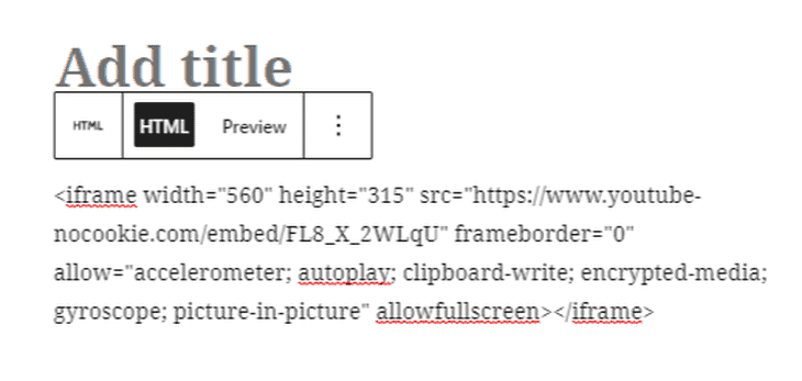paste the embed code on the HTML block