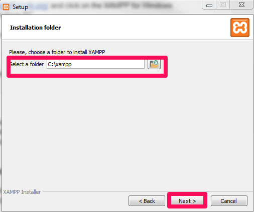 xampp windows install folder