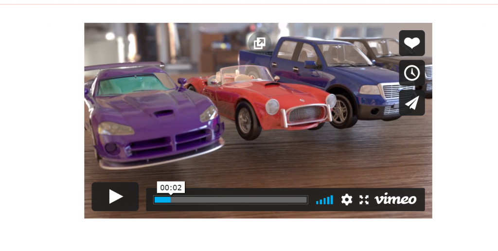 The preview of how a Vimeo video will look in a WordPress site