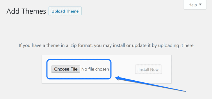 Highlighting the Choose File button in the Add Themes page of WordPress