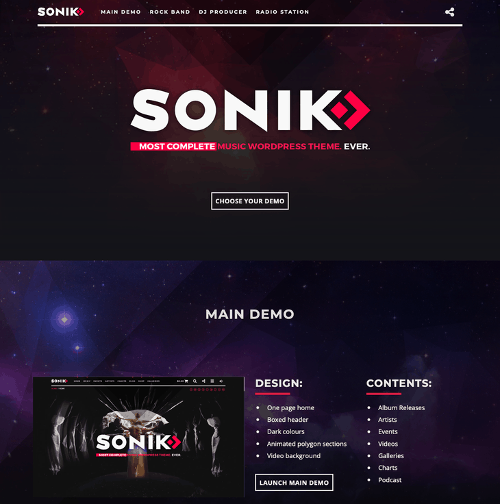 Sonik WordPress Theme