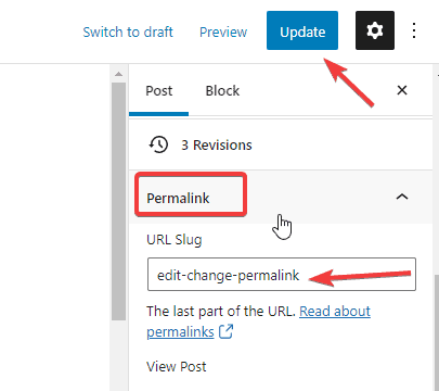 Editing URL slug in individual post