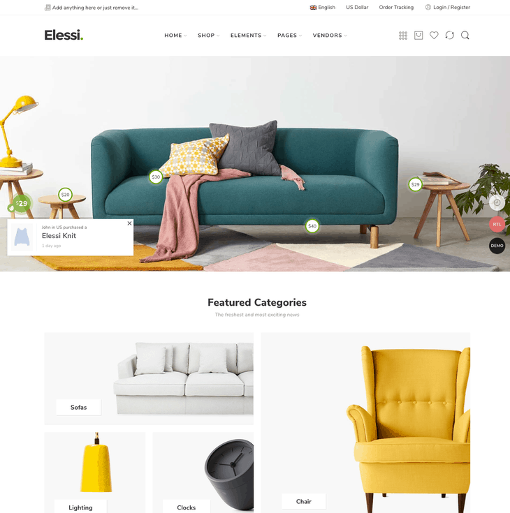 Elisse Furniture WordPress Theme
