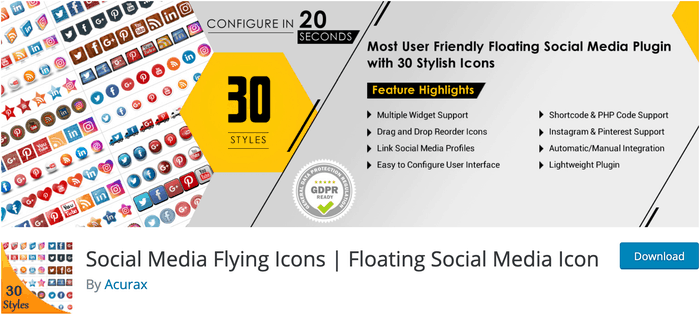 Social Media Flying Icons Plugin