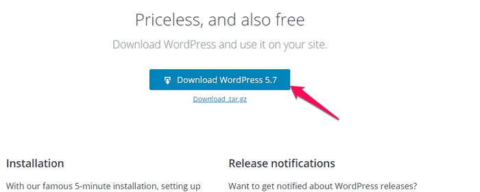 Downloading WordPress