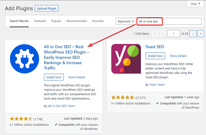 installing and activating the All in One SEO plugin