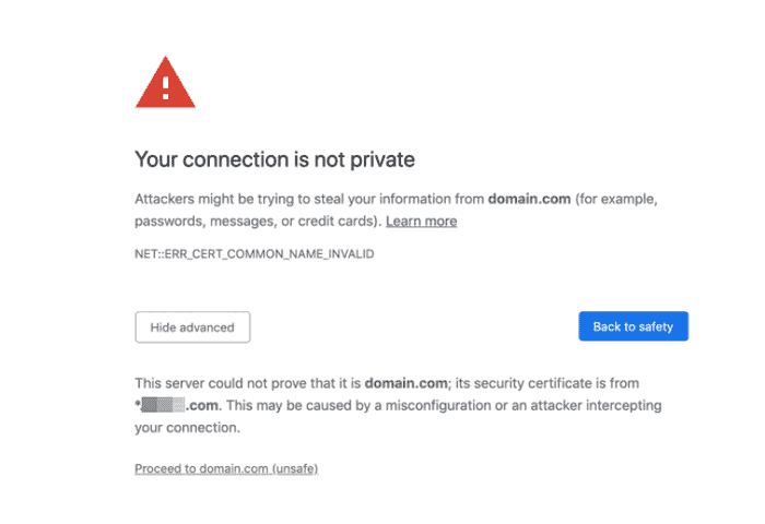 connection error in Google Chrome