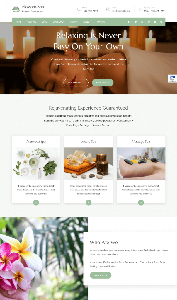 Blossom Spa WordPress Theme