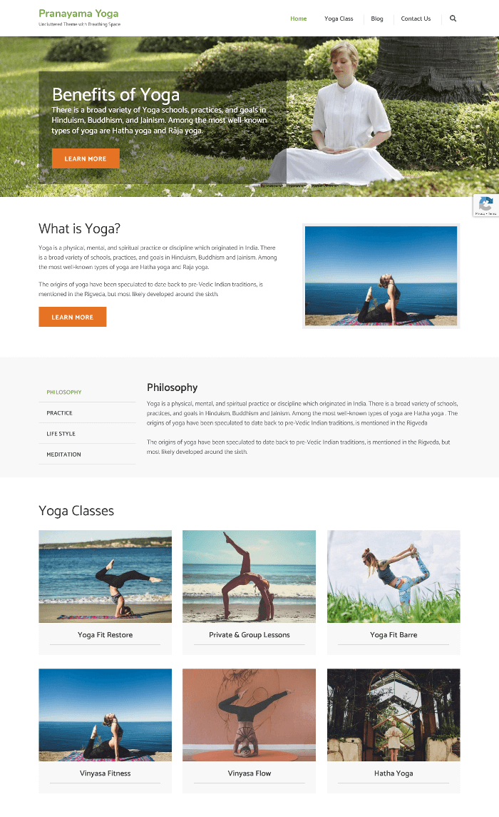 Pranayama Yoga WordPress Theme