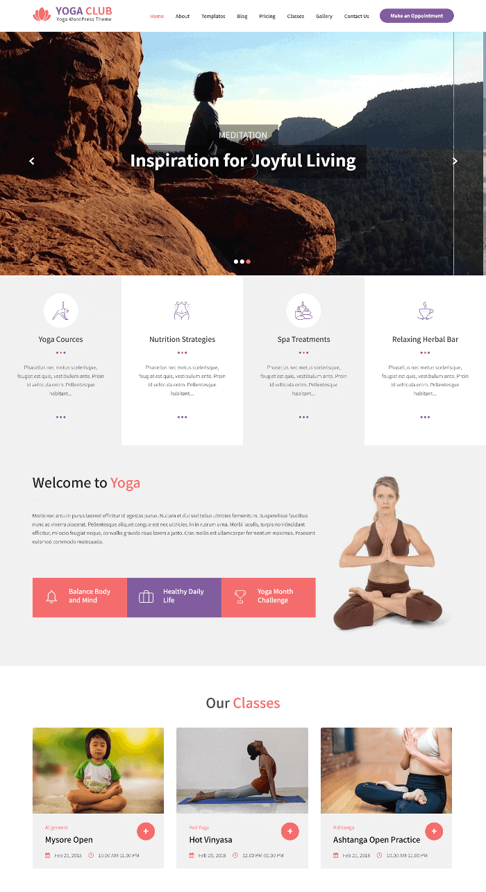 Yogaclub Lite WordPress Theme