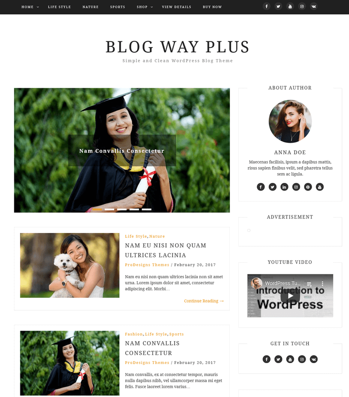 Blog Way Plus WordPress Theme