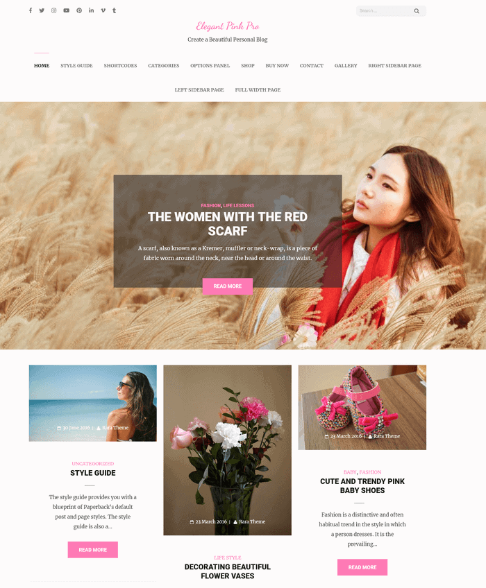 Elegant Pink Pro WordPress Theme