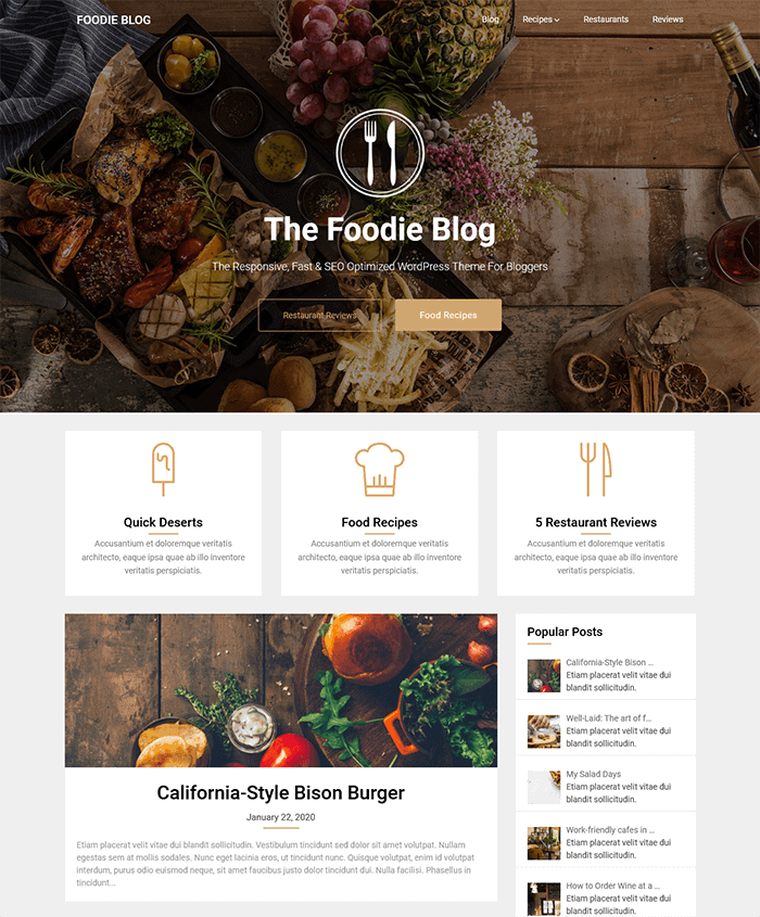 Foodie Blog WordPress Theme