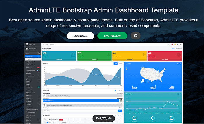 Free Bootstrap Admin Template AdminLTE IO