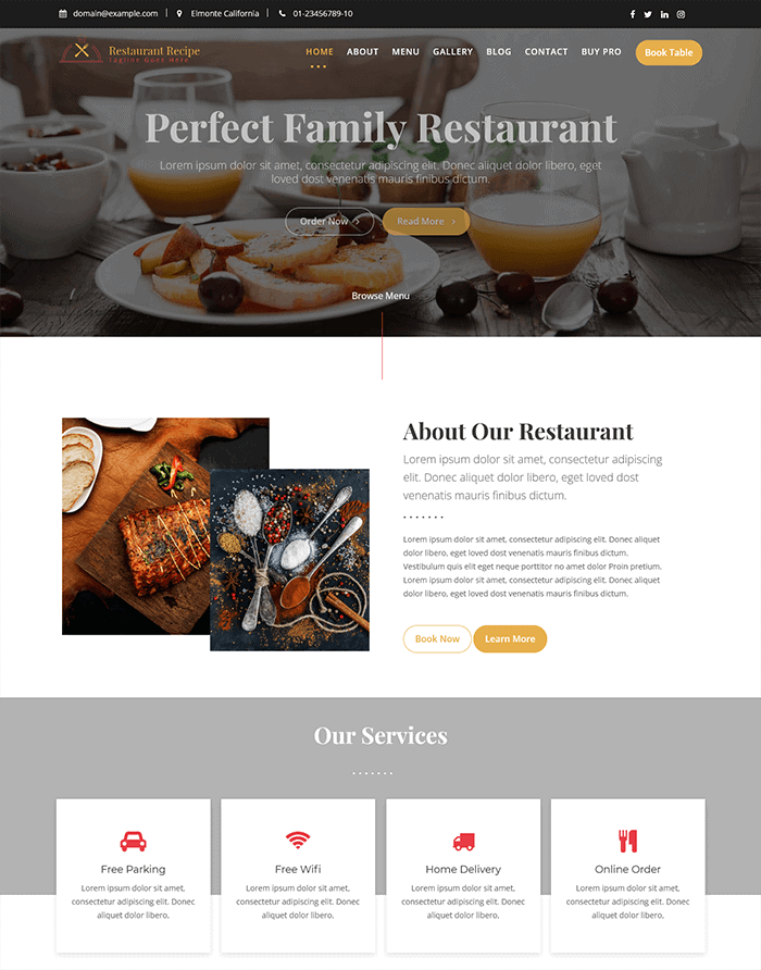Restaurant Recipe WordPress Themes
