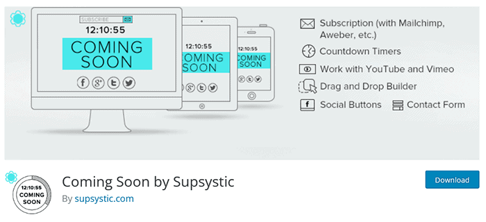 Coming Soon by Supsystic WordPress Plugin