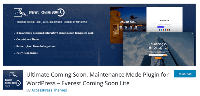 Everest Coming Soon Lite WordPress Plugin
