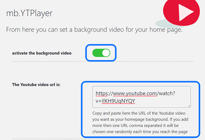 Highlighting the space to include YouTube video URL in mb.YTPlayer plugin’s interface