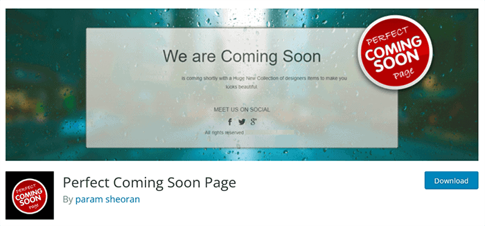 Perfect Coming Soon Page WordPress Plugin