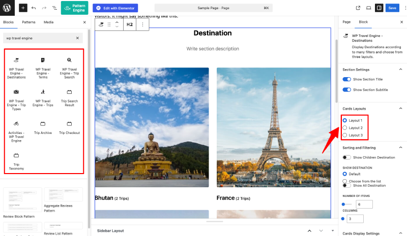 Blocks of WP Travel Engine