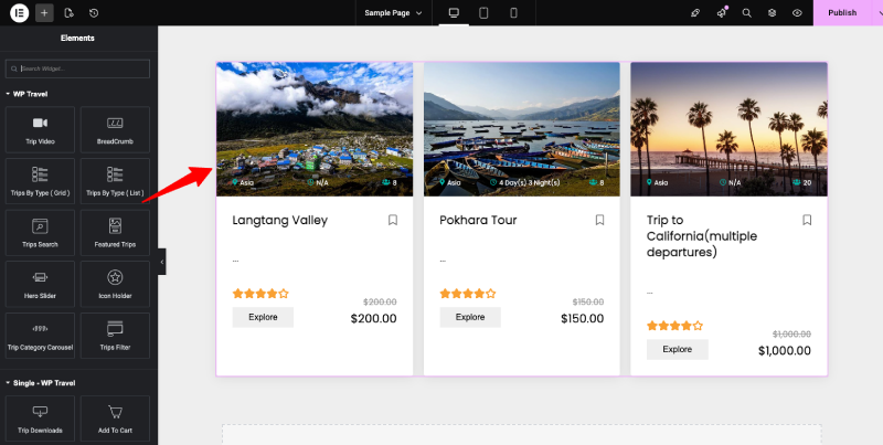 WP Travel Elementor widgets