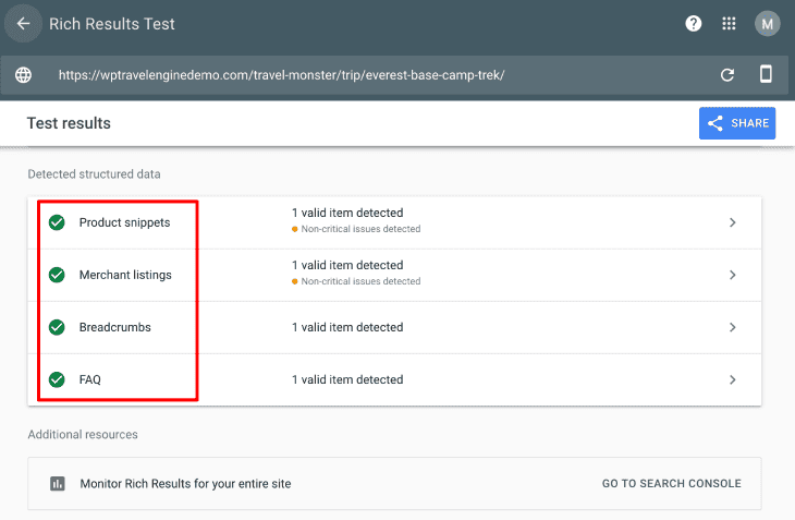 WP Travel Engine Rich Snippet test