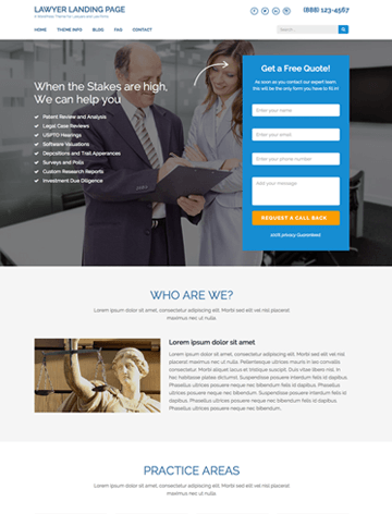 Lawyer Landing Page Free WordPress Theme