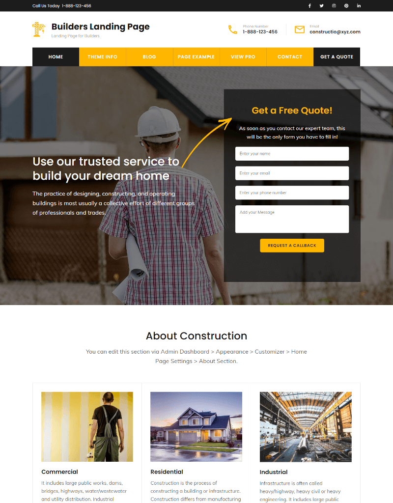 Construction Landing Page Demo 19