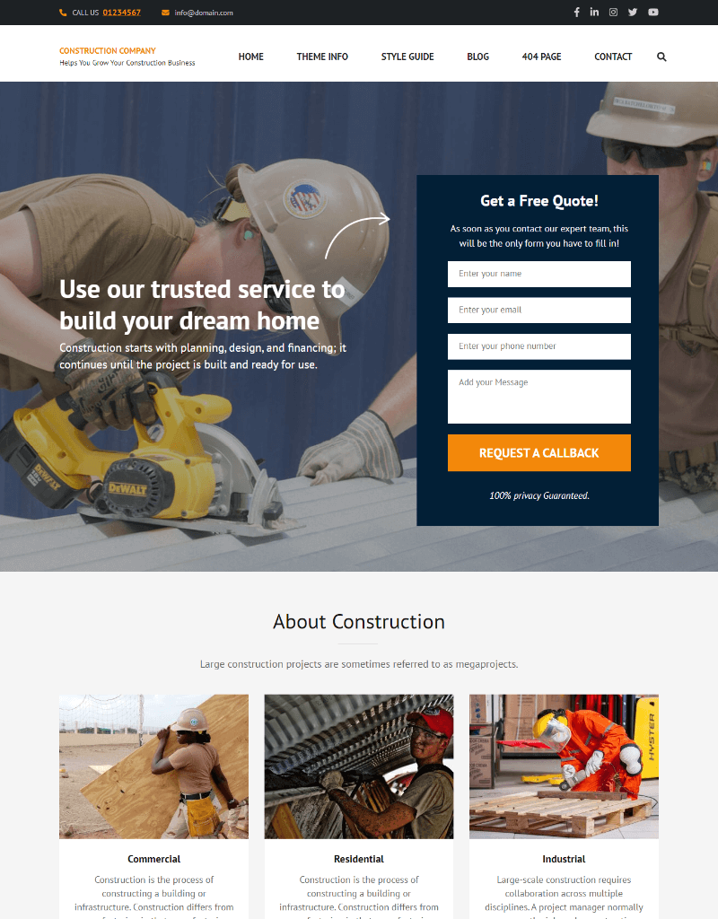 Construction Landing Page Demo 20