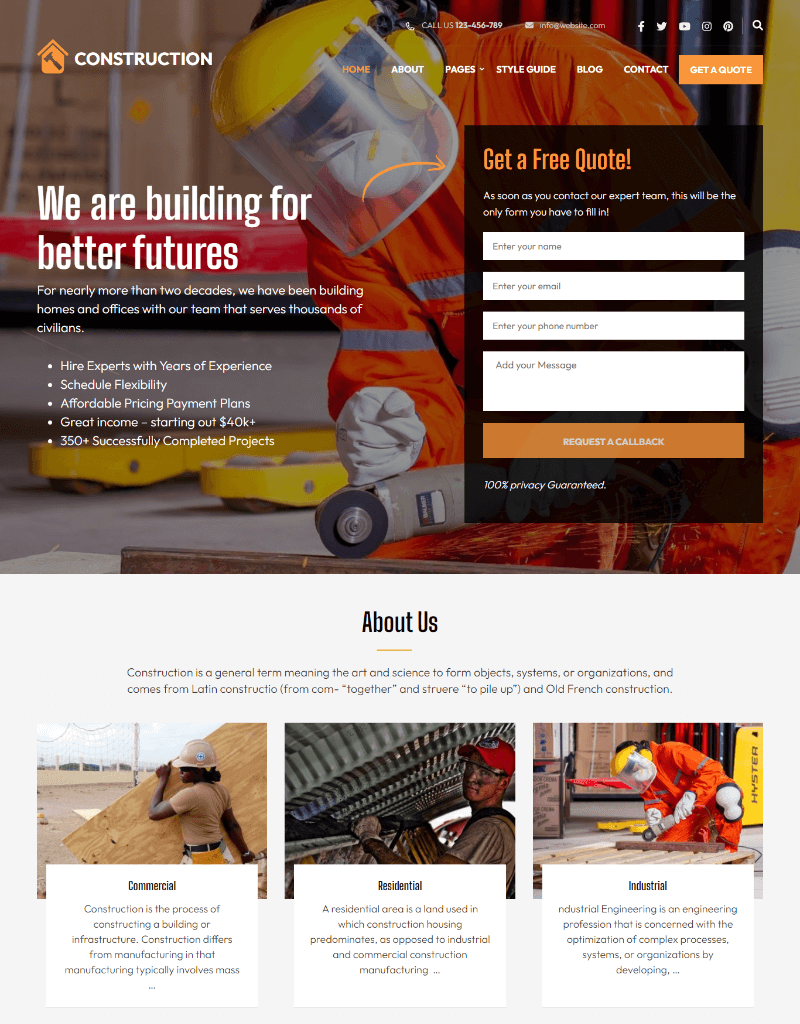 Construction Landing Page Demo 22