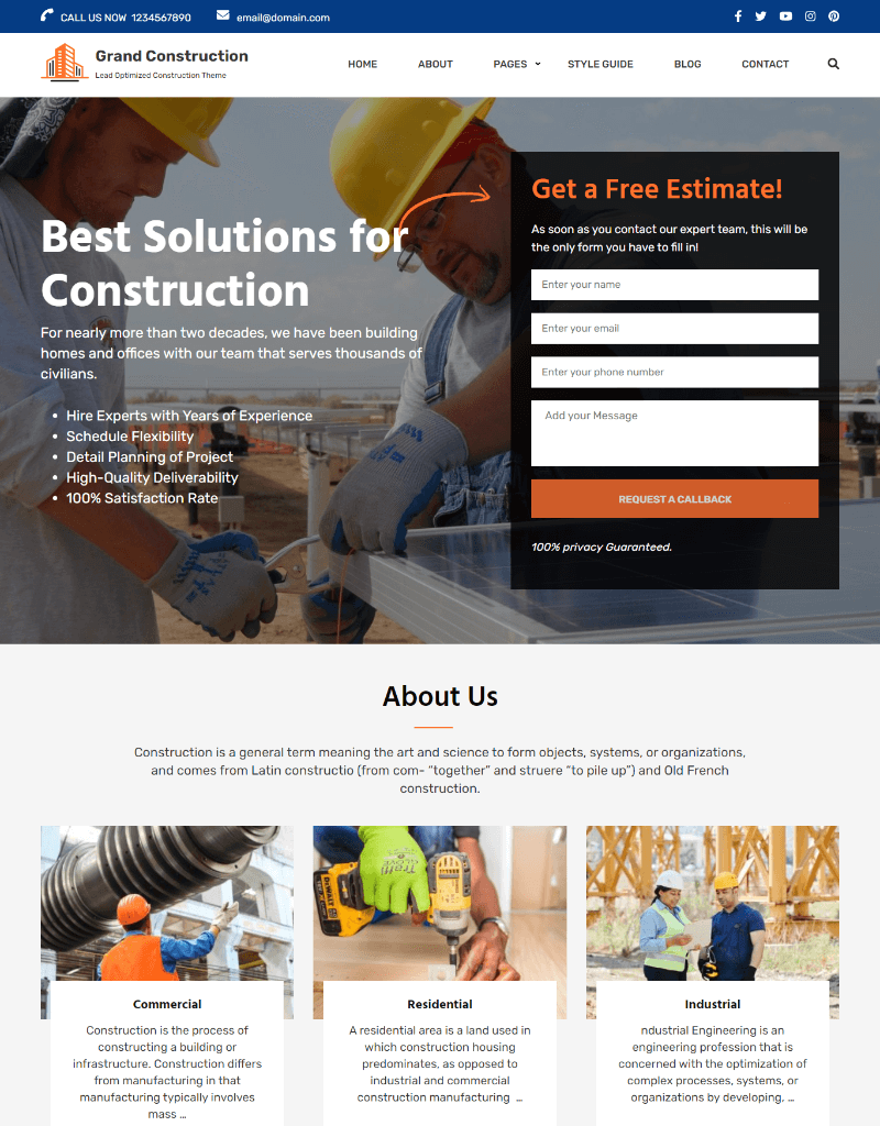 Construction Landing Page Demo 23