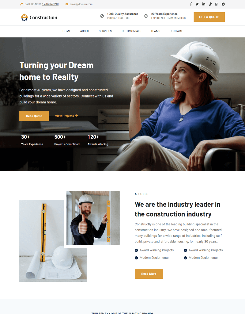 Construction Landing Page Demo 7