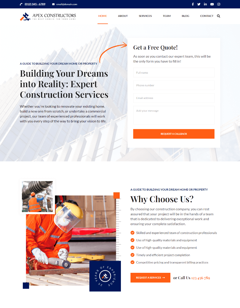 Construction Landing Page Demo 15