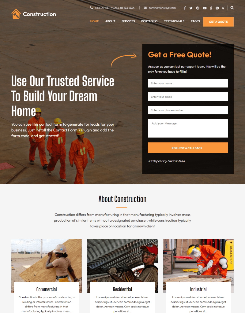 Construction Landing Page Demo 5