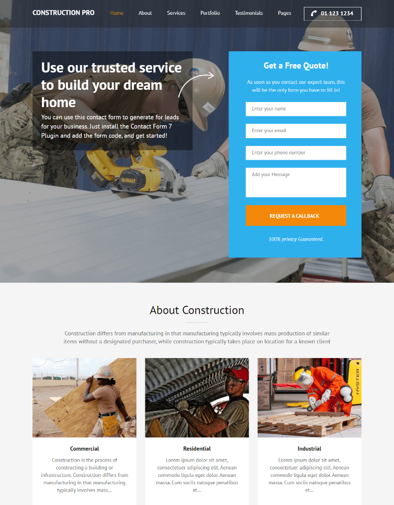Construction Landing Page Demo 3