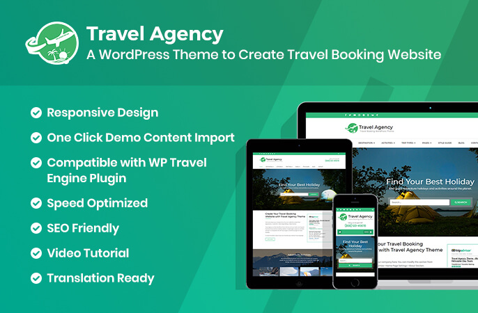 sales banner of Travel Agency WordPress Theme