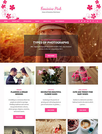 Feminine Pink WordPress Theme